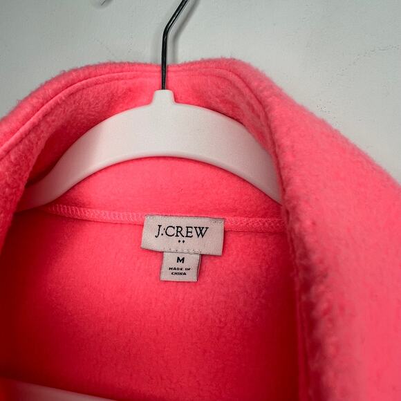 J. Crew Pink Coral Fleece Button Mock Neck Sweater Size M - Picture 6 of 7